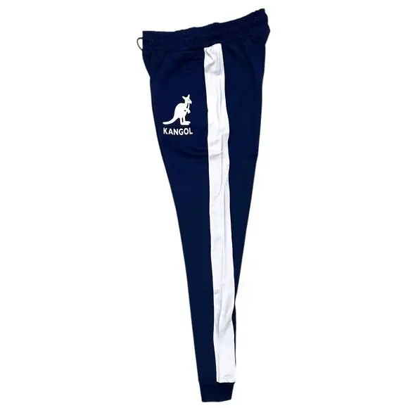 Kangol Men's Logo French Terry Track Pants Jogger Sweatpants in Blue - Picture 2 of 3
